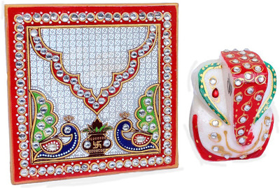 

Crafticia Pooja Purpose Ganesha with Chowki Marble All Purpose Chowki(Multicolor)