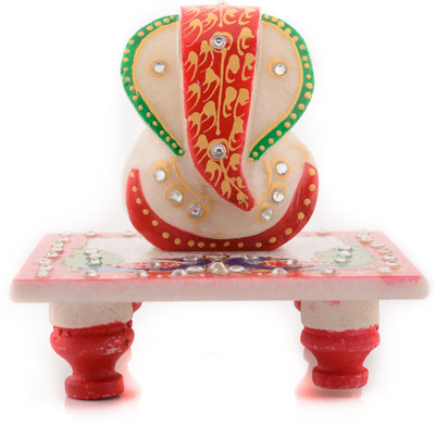 

eCraftIndia Lord Ganesha with Peacock Marble Pooja Chowki(Multicolor, Pack of 1)