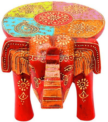 

Indikala Decorative Elephant Stool Wooden All Purpose Chowki(Multicolor, Pack of 1)