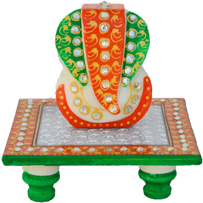 

eCraftIndia Charismatic Lord Ganesha Marble All Purpose Chowki(Multicolor, Pack of 1)