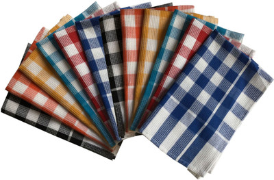 

Lushomes Drill Checks Honeycomb Tea Towels Wet and Dry Cotton Cleaning Cloth(Pack of 12)