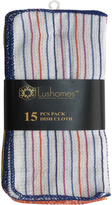 

Lushomes Pattern: Striped Dishcloth Wet and Dry Cotton Cleaning Cloth(Pack of 15)