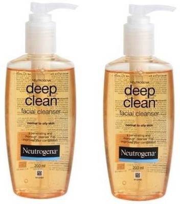 NEUTROGENA Deep Clean Facial Cleanser Saver Pack of 2 X 200ml Face Wash(400 ml)