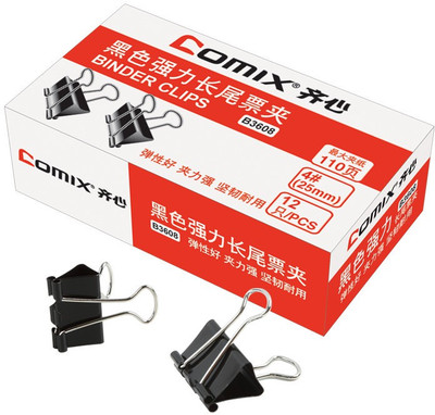 

Comix Office Medium Metal Binder Clips(Set of 72, Black)
