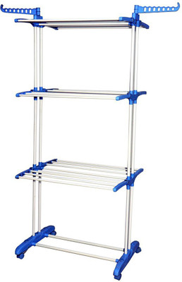 

Home Creations Three Layer Stainless Steel Floor Steel Floor Cloth Dryer Stand(Silver, Blue)