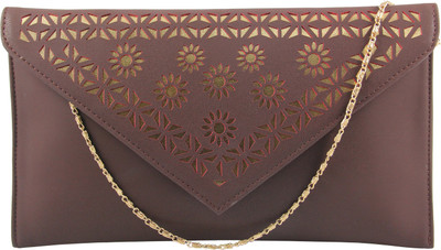 

Contrast Party Brown, Gold Clutch