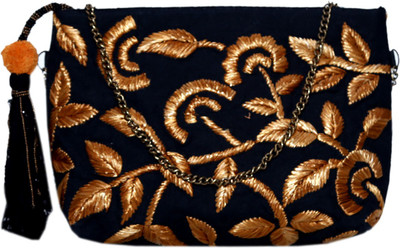 Diwaah Party Black, Gold Clutch