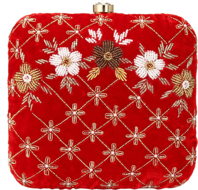 

PASHAN KALA Party Red Clutch