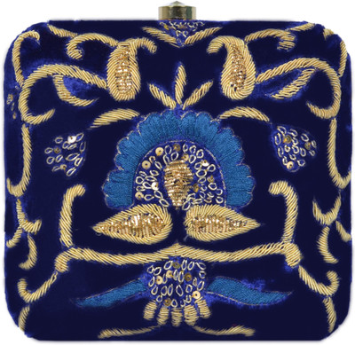

Tooba Handicraft Party Blue Clutch