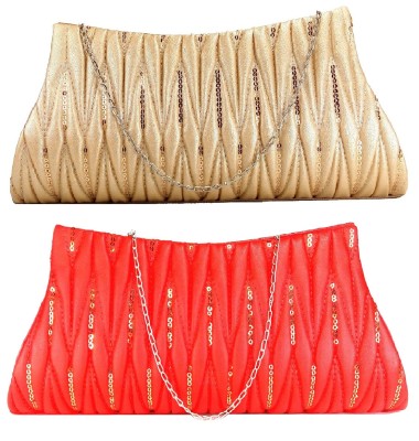 

Darin Cario Party Beige, Red Clutch