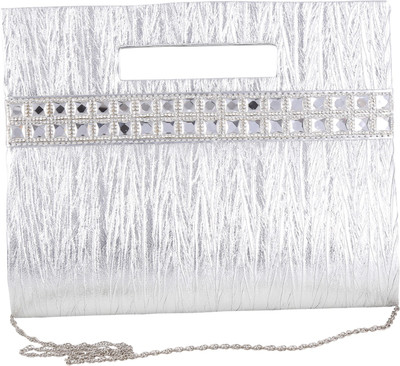 

Zeleen Formal Silver Clutch