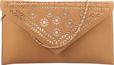 Contrast Party Beige, Gold Clutch