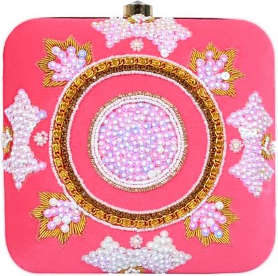 

Tooba Handicraft Party Pink Clutch