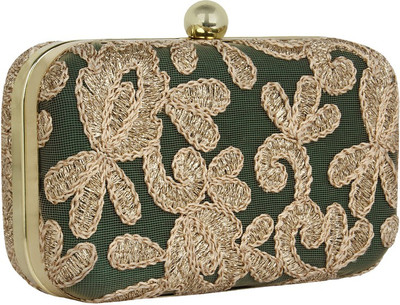 

Mastani Casual Green, Gold Clutch, Gold;green
