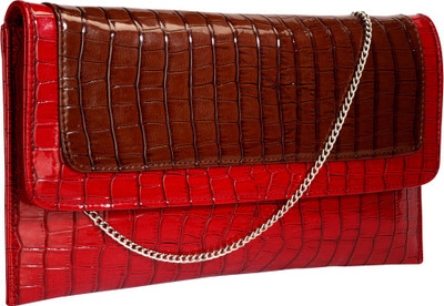 

Contrast Party Red, Brown Clutch, Brown;red