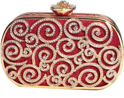 

Eleegance Party Red, Gold Clutch, Gold;red
