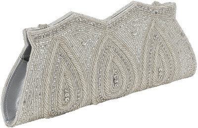 

Gold Zari House Casual White Clutch