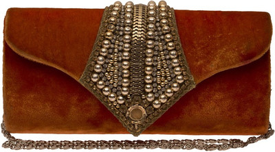 

The Indian Handicraft Store Party Orange Clutch