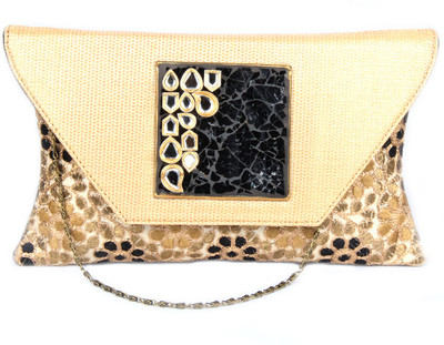 67% OFF on Saisha Casual Gold, Black Clutch