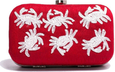 

Hepburnette Party Red, White Clutch