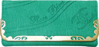 

Rose Bird Casual Green Clutch