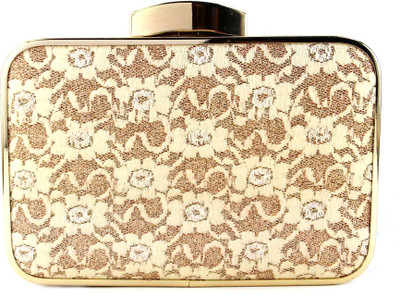 

Anmita Party White, Gold Clutch, Gold;white