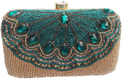 

The Indian Handicraft Store Party Green Clutch
