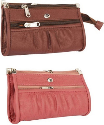 

JMD Casual Pink, Brown Clutch, Brown;pink