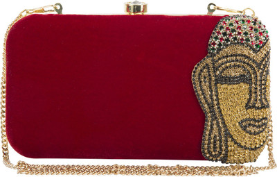 

The Indian Handicraft Store Party Red Clutch