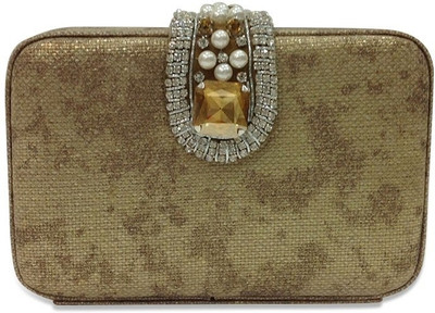

The Peacock Plum Casual, Party Gold Clutch