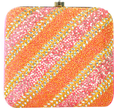 

Tooba Handicraft Party Pink Clutch
