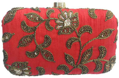 The Indian Handicraft Store Party Orange Clutch