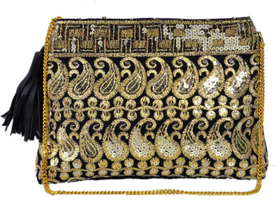 REZZY Party Black, Gold Clutch