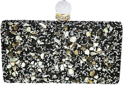 

Mehrunnisa Party Black, Gold Clutch