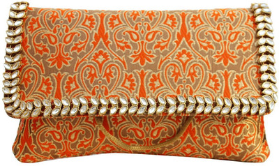 Craftbazaar Party Orange Clutch