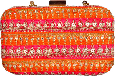 

Saaraa Party Pink, Orange Clutch, Orange;pink
