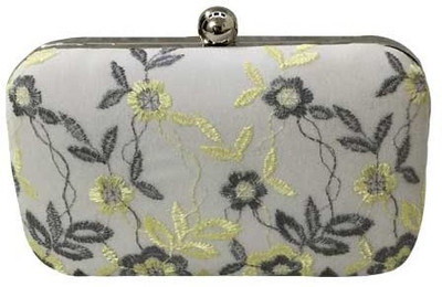SHANTAM Party Grey, White Clutch