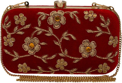 

The Indian Handicraft Store Party Red Clutch