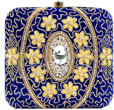 

Tooba Handicraft Party Blue Clutch