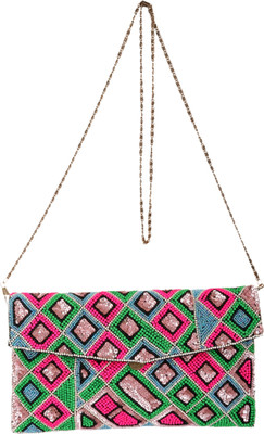 

Anekaant Party Pink, Green Clutch, Green;pink