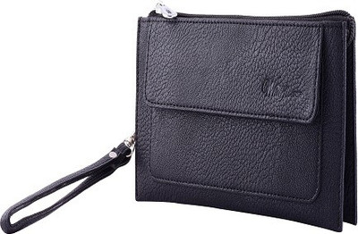 

White Flower Casual Black Clutch