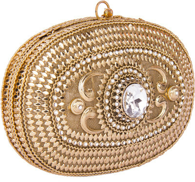 

Shravyaarts Party Gold Clutch