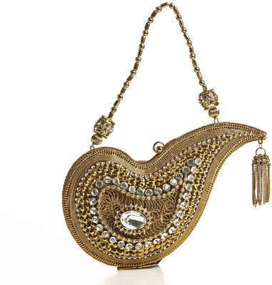 

Aapno Rajasthan Casual Gold Clutch