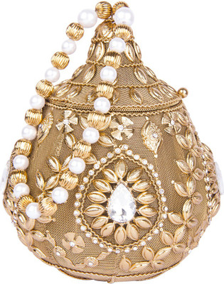 

Shravyaarts Party Gold Clutch