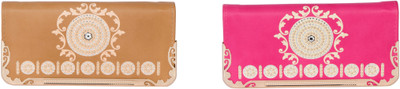 

ESHTYLE Casual Tan, Pink Clutch, Pink;tan