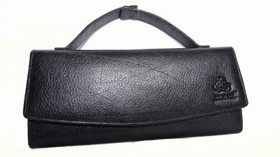 Pranjali Leather Party Black Clutch