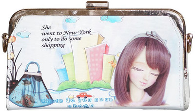 

slunk Casual White Clutch