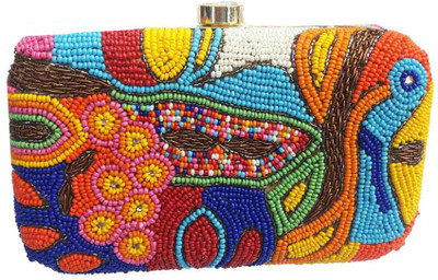 

The Indian Handicraft Store Party Red Clutch