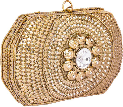 

Shravyaarts Party Gold Clutch