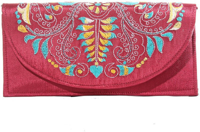 

Slice Of Bengal Casual Maroon Clutch